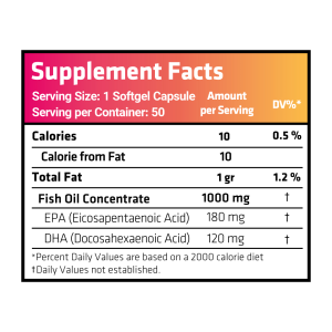 Fish Oil - Omega3 Fatty Acids Enteric Coated - 1000 mg - Nutrition Facts - Healthy Way Food Supplements