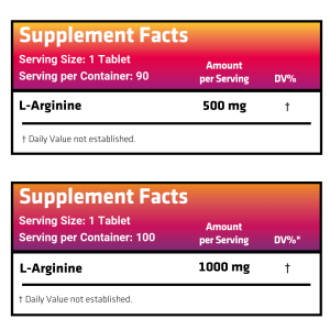 L-Arginine 500 & 1000 - Nutrition Facts - Healthy Way Dietary Supplements